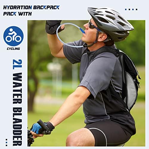 Pacote de mochila de hidratação de 3 pacote com bexiga de água de 2l, pacote de hidratação com hidratação bexiga para ciclismo de ciclismo Backpack para homens e mulheres