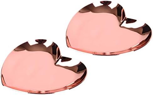 Bandeja de cômoda da tomada de canhão 2PCS Premium Heart Forma decorativa de jóias de aço inoxidável Placa de anel de anel