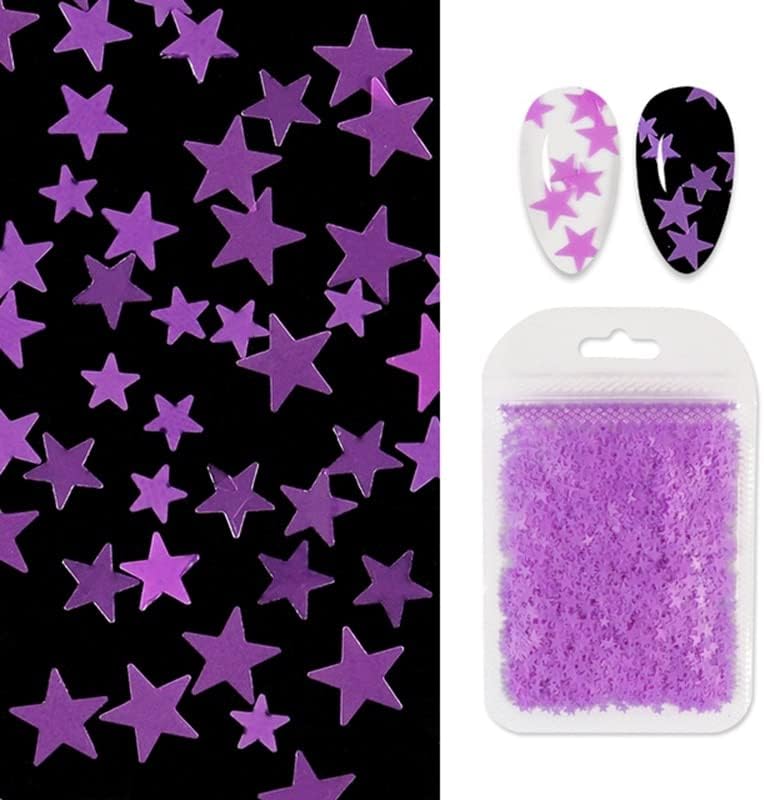 2G/bolsa Fluorescente Glitter de unhas lanternas neon forma de estrela Floco Iridescente Manicure Design 3D DIY UNIL ARTE ACESSÓRIOS