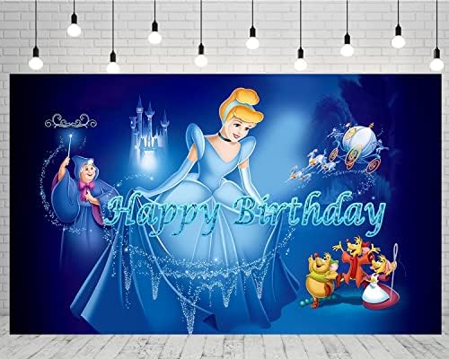 Cenário XYZDBWJQ Princesa para decorações de festas de aniversário, fundo da Cinderela Princesa para decoração de mesa de festa suprimentos, banner de temas da Cinderela, 5x3ft