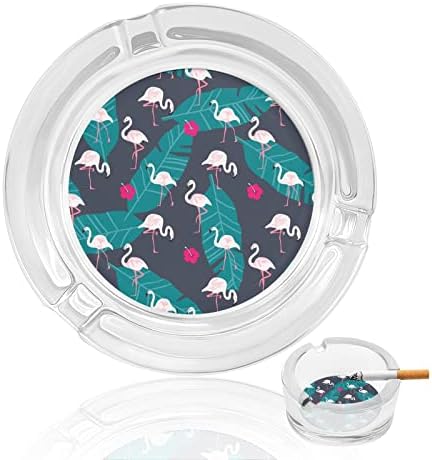 Padrão de flamingo tropical cinzeiros de vidro para cigarros e charutos Round Ash Bande