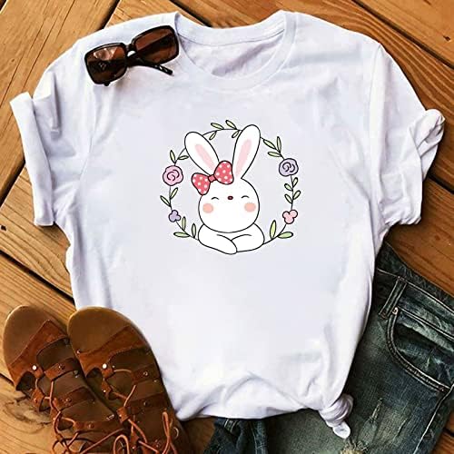 Mulheres felizes camisa de páscoa coelho tampas para mulheres de plus size size sexy blusa de manga curta sexy slim fit