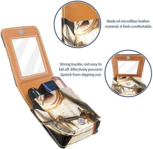 Mini estojo de batom com espelho para bolsa, organização de porta -caixas portátil de coruja de celeiro