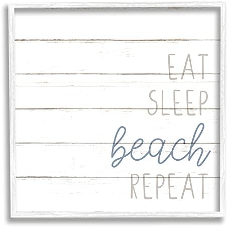 Indústrias STUPELLET Eat Sleep Beach Praia repetida Pattern Pattern, projetado por Kim Allen White emoldurou arte