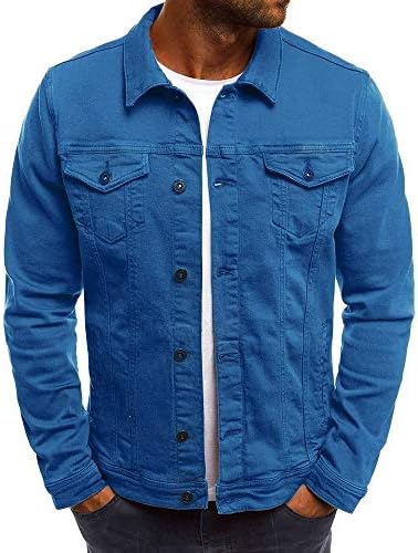 Jeans Cardigan Casat for Men lavado com manga comprida Top Slim Fit Fall Jacket