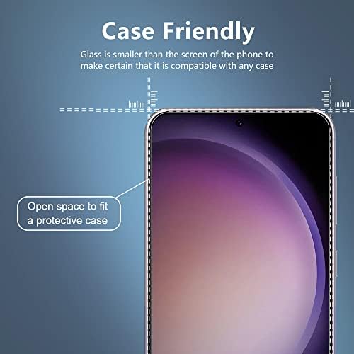 Protetor de tela de vidro temperado de vidro [2 pacote de vidro temperado para Samsung Galaxy S23+, cobertura de vidro de cobertura completa, compatível com sensor de impressão digital 3D Sonic, filme de tela anti-arranha
