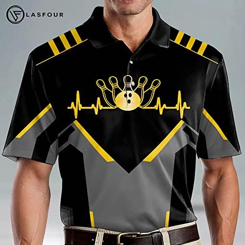 Camisas de boliche personalizadas de lasfour para homens, camisas de boliche masculinas de manga curta, camisetas de time