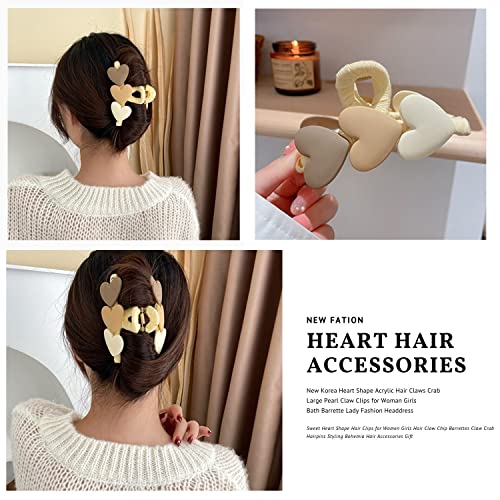 Garras de cabelo de acrílico Crom -corea Coração de coração doce clipes de cabelo para mulheres meninas Banho Casa de