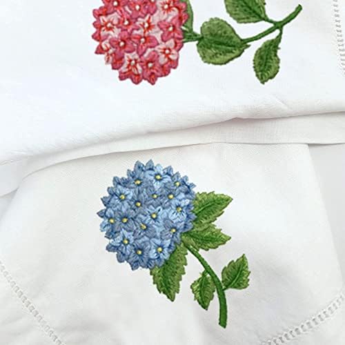 Guardanapo de mesa de algodão bordado Hcraft, guardanapos de pano Conjunto de 4 18 x18 Hydrangea Nobkin Square Fabric,