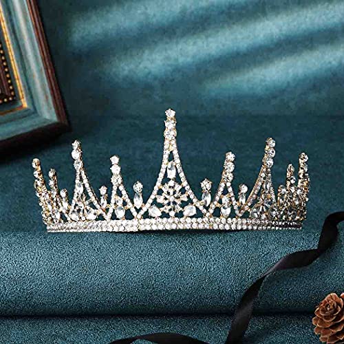 Kilshye Gold Queen Crown Rhinestone Crowns barrocos de cristal vintage Tiara Bridal Tiaras Fantas de fantasia Acessórios para mulheres e meninas