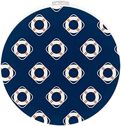 2 Pacote de plug-in nightlight noturno noturno de viagem náutica Lifebuoy azul com sensor do anoitecer para o quarto para o quarto de crianças, viveiro, cozinha, corredor