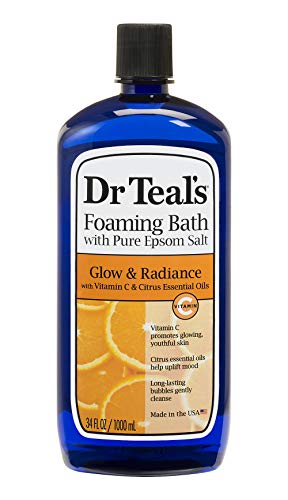 Dia das mães do Dr. Teal Vitamina C & Citrus Bath - Glow & Radiance Vitamin C & Citrus misturado com sal puro de Epsom - óleos essenciais relaxam e acalmam o corpo em casa, alivie o estresse