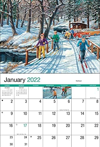 Calendários frios America lembrou -se de 2022 Calendário de parede suspenso - 18 polegadas x 10,5 polegadas 2022 Planejador de compromissos mensais e organizador. Pinturas emocionantes dos melhores dias da América.