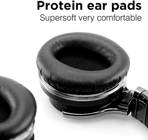 Qisebin e7 ruído ativo cancelando fones de ouvido Bluetooth com fones de ouvido sem fio de baixo do microfone, sobre os ouvido de proteínas confortáveis, 30 horas de jogo para viagem/trabalho, preto