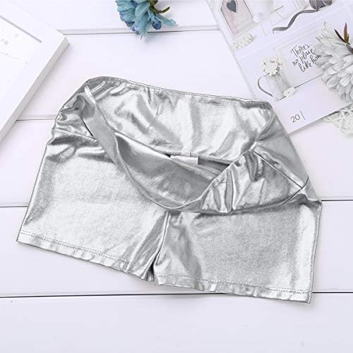 FreeBily Kids Girls Big Girls Shiny Metallic Cut-Cut Shorts para ginástica de ginástica esportiva Fitness Dance Wear Underwear