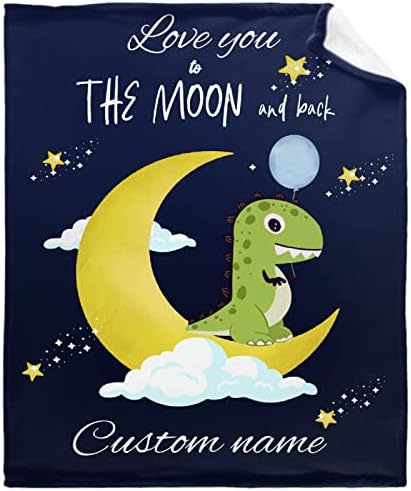 Cobertores de bebê personalizados para meninos meninos dinossauros personalizados cobertor de bebê com nome fofo lua estrela personalizada