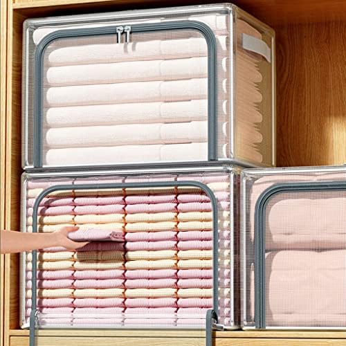 Lixeiras de armazenamento de roupas transparentes da Jemmco, caixa de armazenamento de moldura de metal dobrável, com