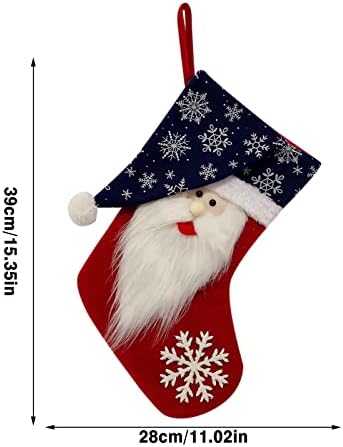 Gnome Glitter Christmas Meias Saco de meias de Natal e meias suspensas de Natal para decoração de festa e desenho animado de Natal Red Set Chain Chain for Crafts