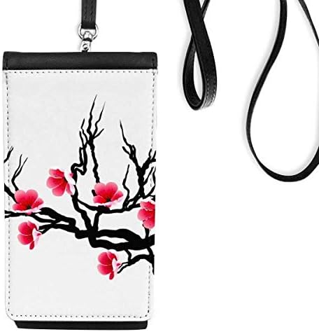 Cultura do Japão Red Black Sakura Pattern Phone Cartet Burse pendurada bolsa móvel bolso preto