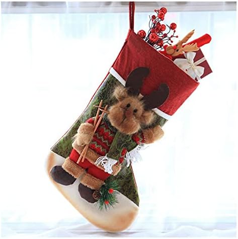 Deflab meias meias de Natal, meias de Natal com sacos de presente Padrão de boneco de neve, decorações penduradas, pingentes decorativos, sacos de presente para crianças. Meias de Natal