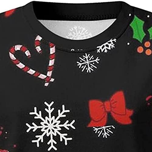 Camisces de Natal Flekmart para mulheres Crewneck de manga comprida rena com tema casual camisas de férias