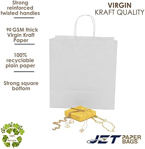 Sacos de papel a jato 11 ”x7” x12 ”Virgin Kraft Paper Sacos de presente com alças torcidas em massa. Ideal para DIY, negócios, viagem, mercearia, boa