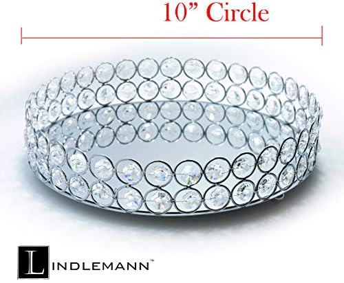 Bandeja decorativa de Lindlemann - bandeja de vaidade de cristal ornamentada espelhada de metal - design elegante