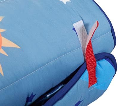Everyday Kids Tap tapete com travesseiro removível - Adventuras espaciais - Carregue a alça com fechamento de tiras, design de rollup, microfibra suave para pré -escola, creche, saco de dormir de viagem - de 3 a 6 anos