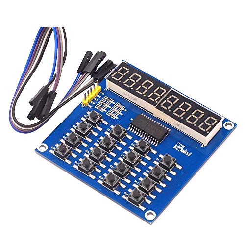 TM1638 Display LED Módulo de tubo digital de 8 bits 3 fios 16 chaves 8 bits Scan de teclado e módulo de exibição de LED-chave DIY kit