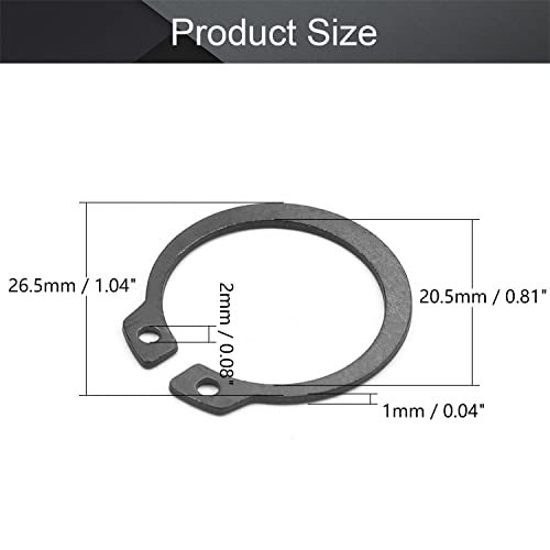 Circlips externos de Mromax, 26mm od anéis de retenção externos, preto de 65mn aço de aço C Clip de retenção de eixo de retenção