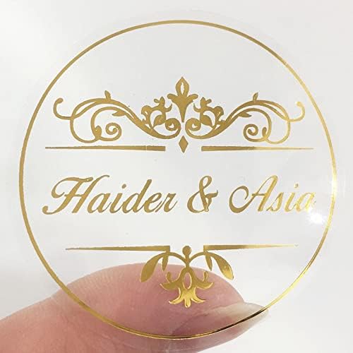 Adesivos de folha de ouro personalizados de 100pcs/lote adesivos de casamento adesivos de folha de ouro personalizados adesivos de ouro personalizados, adesivos transparentes
