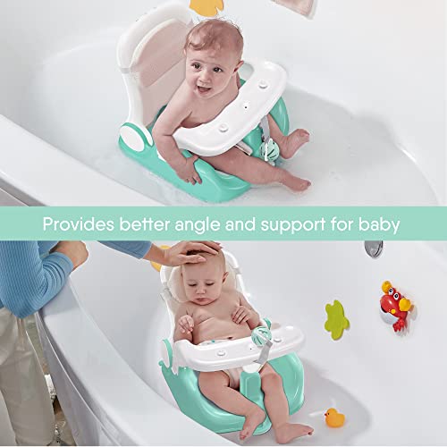 Babybond Baby Bath Seat com Sitting & Liting 2 Modos, Ajuste de 3 velocidades, Copos de sucção poderosos, Cadeira de banheira