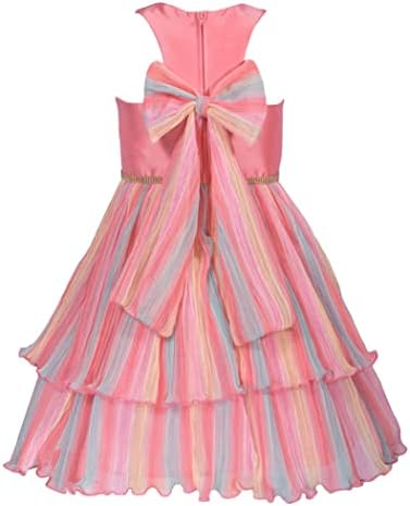 Bonnie Jean Girls 2T-16 Coral Rainbow Jewel Waist Back Back Party Dress