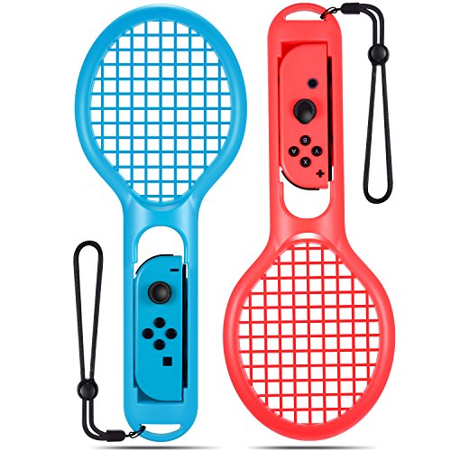 Turn Rister Racket de tênis para Nintendo Switch Joy-Con Controllers, Racket de tênis de pacote duplo para jogo de ases de tênis mario,