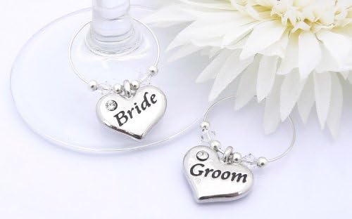 Bride and Groom Wine Glass Charms