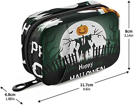 Abóbora Happy Halloween Pill Case Bag Pill Organizer Box com zíper portátil Vitamin Fish Oil Medicine Case para viagens