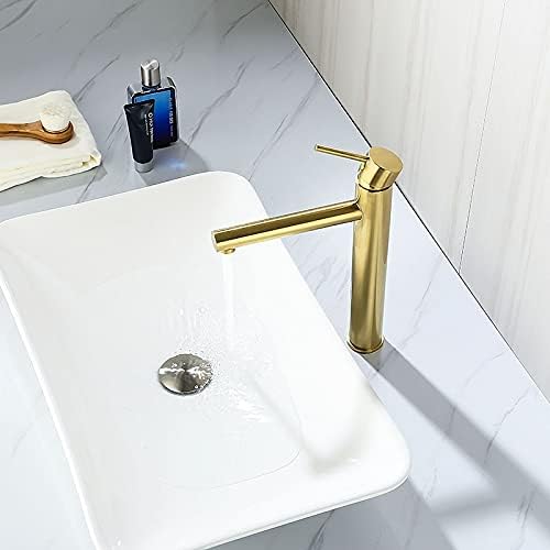 Torneira da bacia do banheiro Brass Brass quente e fria misturador de água tapas de deck de convés Montado de estilo alto e curto preto e escovado dourado
