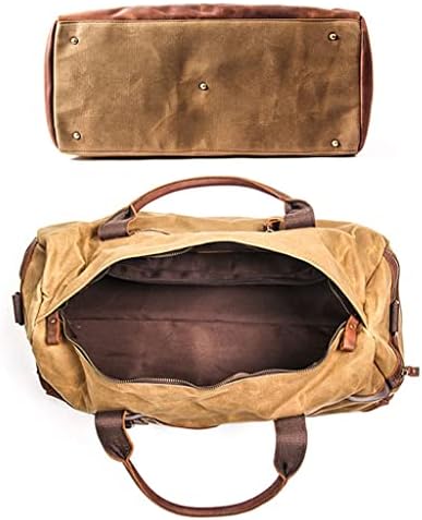 Lepsjgc impermeabilizado de lona de couro para homens de viagem bolsa de bagagem de mão de bagagem de mão carrega com grande bolsa