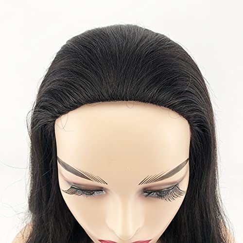 Cabelo humano judeu marrom escuro Meias perucas não processadas Virgem brasileira 3/4 Half Wigs Body Wave Kosher None Wigs de renda aberta com pentes ou clipes