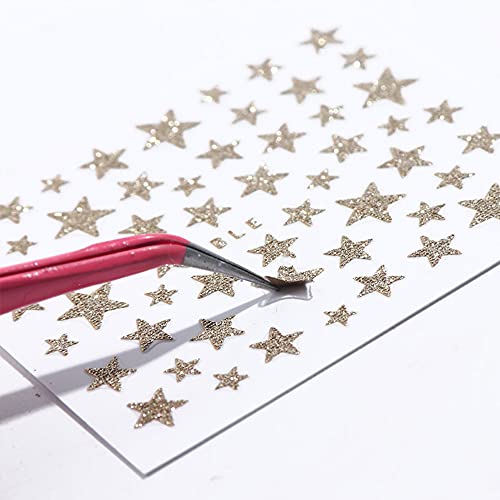 10 cores Glitter Star Nail Art Starters Decalques Acessórios de decoração 3D Auto-adesivo Slider Glitter Stars adesivos