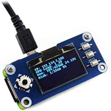 Alta exibição WaveShare 128x64 Chapéu de tela OLED de 1.3 polegadas para Raspberry Pi.