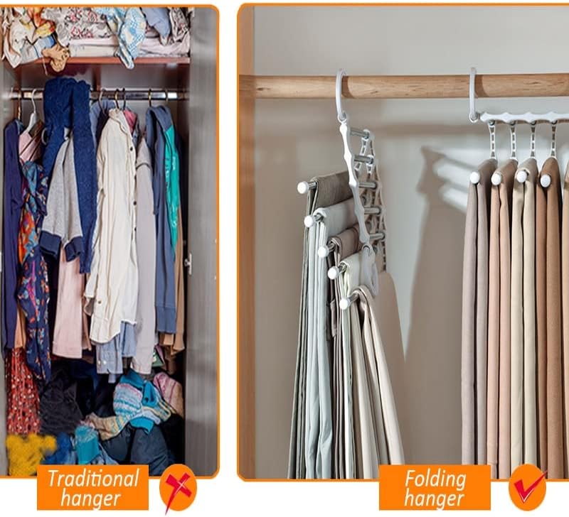 Calças dobráveis ​​Armazenamento de cabide multifuncional adequado para cabides de calças Cabides de roupas de roupas Salvar