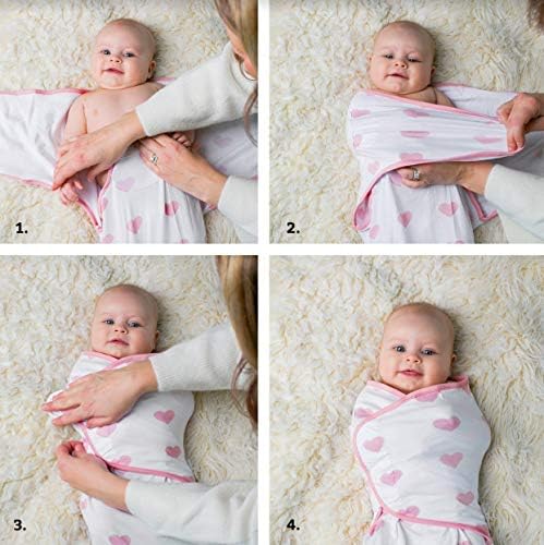 Baby Girl Swaddle Blanket Ajuste Ajuste Tamanho Pequeno/Médio, 0-3 meses - 3 pacote - peony rosa, coração rosa, xadrez rosa Buffalo - Swaddle recém -nascido, swaddles de bebê por bebê ziggy