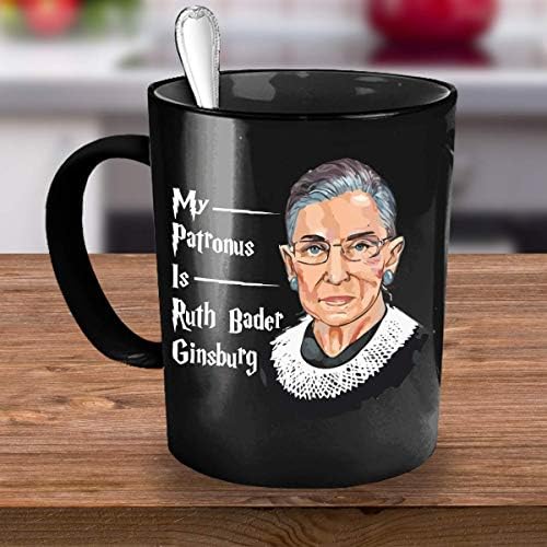 Ruth Bader Ginsburg Caneca de café preto, meu patrono é Ruth Bader Ginsburg, Justiça da Suprema Corte, feminista,