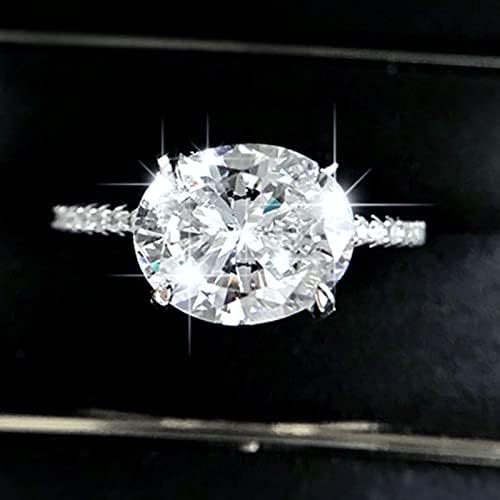 2023 Novo anel de strass em prata Garras de platina Oval Diamante