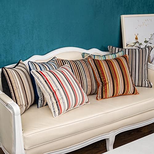 Yangest bege listrado a veludo tampa de travesseiro multicolor texturizada boho almofada case de almofada moderna travesseiro neutro