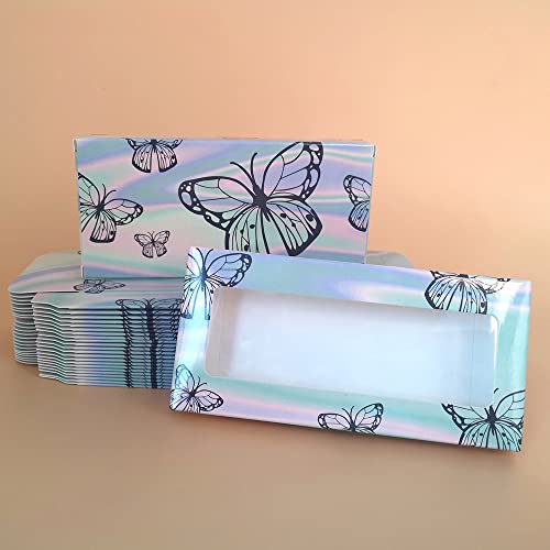 Pacote de caixa de cílios 100 pcs 3d cílios em massa embalagens vazias de 25 mm papel falso, bandeja transparente, 5 pcs