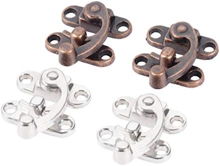 Segurança Hasp Lock 2pcs Antigo cadeado de prata/cobre Red Hasp Ganche Lock for Jewelry Wooden Caixa com parafusos Hardware