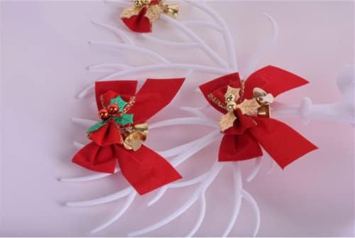 Adam Victor Christmas Bows Jingle Bells Bowknot Mini Christmas Tree Box Decorações, pacote de 8