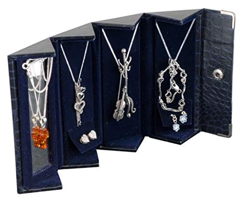 Caixa de jóias de jóias de viagens Polart Caixa de armazenamento de jóias portátil com espelho para brinco, colar, pulseira, anéis,